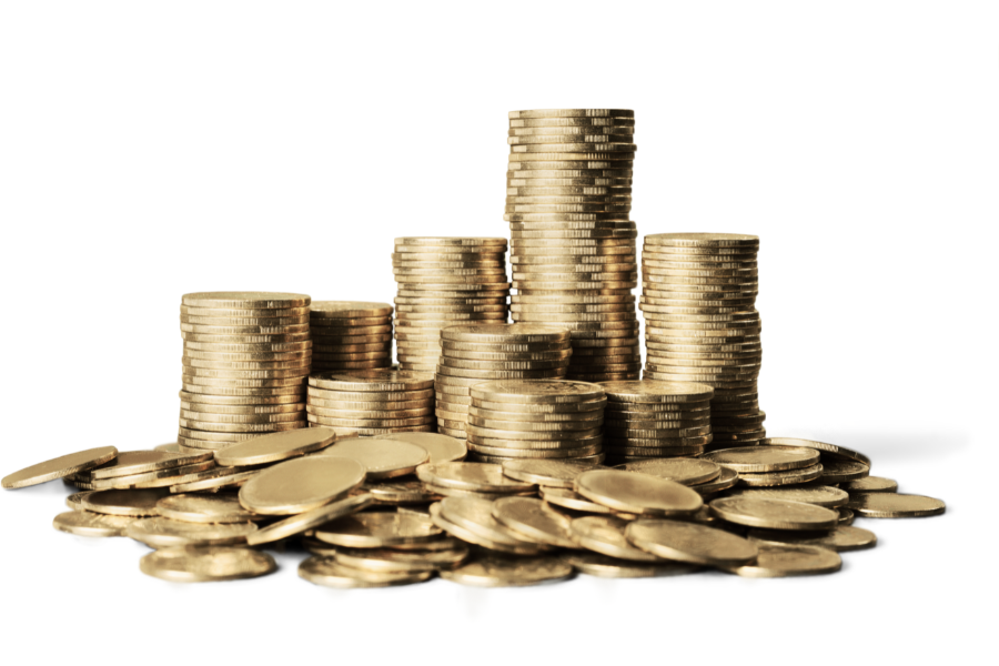 Geld Zu Türmen gestapelte Münzen