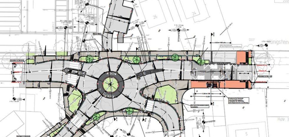 Skizze des neuen Kreisels Königsteiner Straße 2023