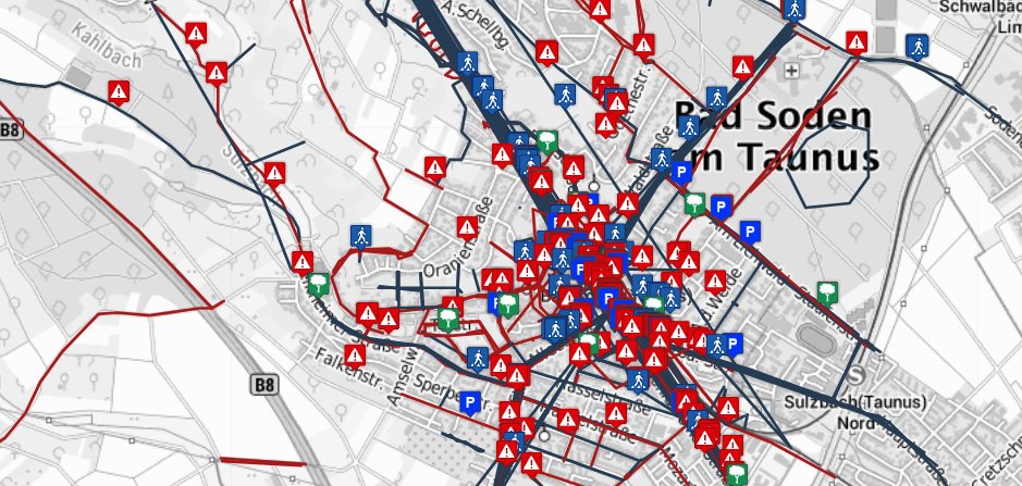RuF! Rad- und Fußkonzept  Übersichtskarte der eingegangenen Meldungen - Leaflet | © Planungsbüro RV-K | Impressum | Datenschutz | Kartendaten: © Bundesamt für Kartographie und Geodäsie 2022