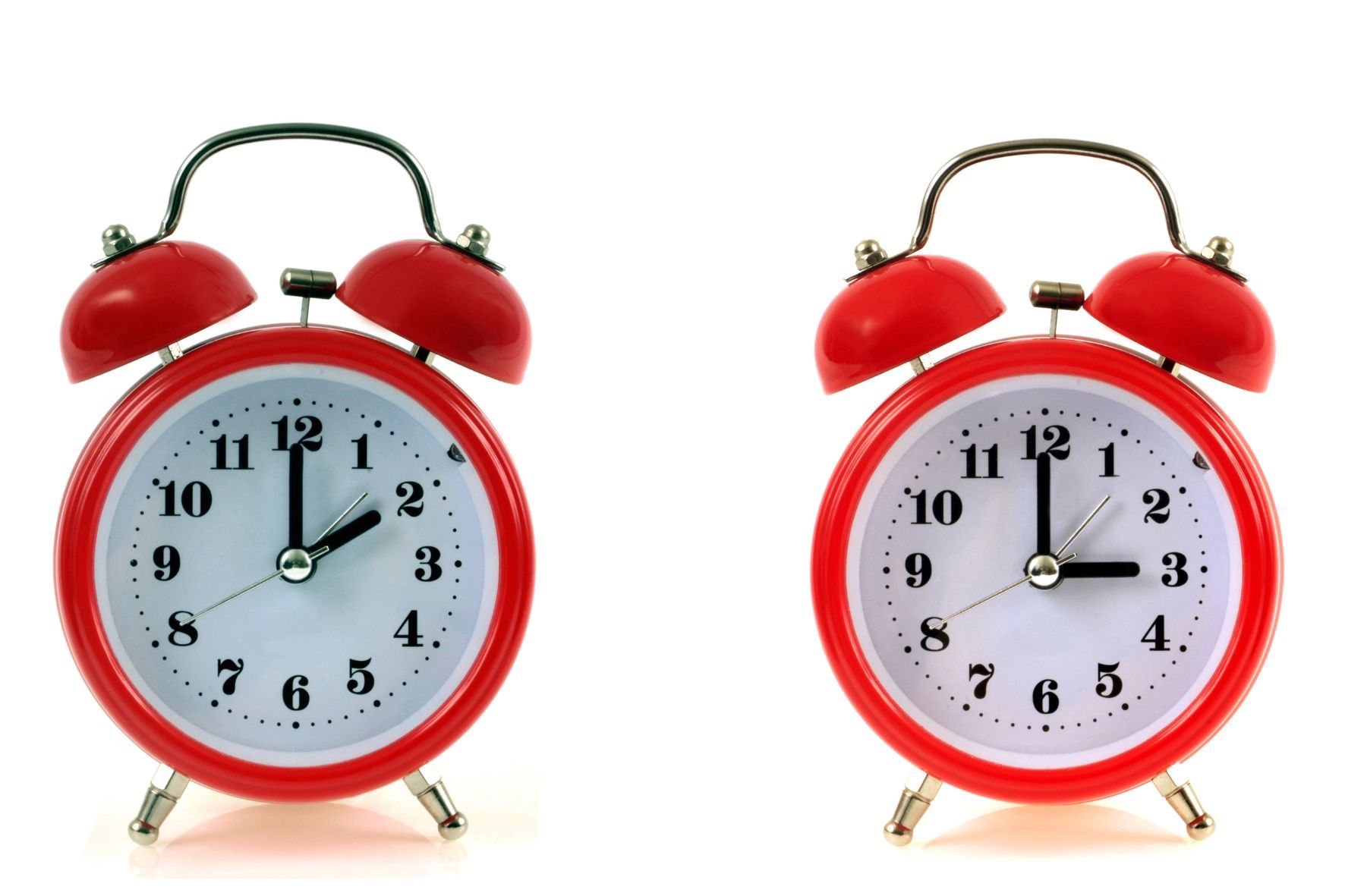 Uhren 2 Wecker zeigen die Zeitumstellung