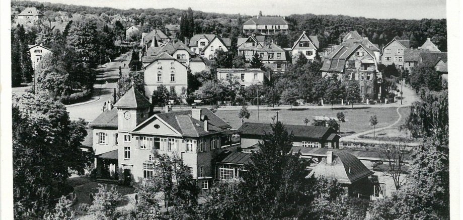 Eine Postkarte des Bad Sodener Bahnhofes aus alten Zeiten